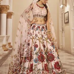 Fusionic Embellished Zardozi Semi-Stitched Lehenga & Unstitched Blouse With Dupatta image 2