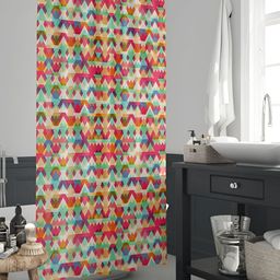 ArtzFolio Blue & Red Geometric Printed Waterproof Shower Curtains-12