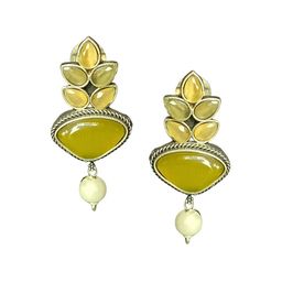 BLACKBOX Artificial Stone Studded Oxidised Feather Style Drop Earring image 4