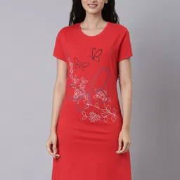 TWIN BIRDS Women Pure Cotton Graphic Printed Red Chilli Long T-shirt Nightdress-picture-28