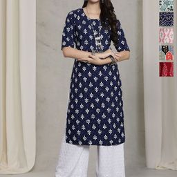 7Threads Women Pack of 6 Ethnic Motifs Printed Pure Crepe Straight Kurta-image-35