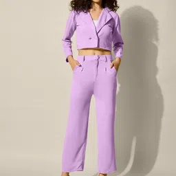 QIOA Notched Lapel Collar Cropped Blazer & TrousersCo-OrdsSet-picture-4