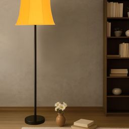 Devansh Yellow & Black Wooden & Cotton Floor Lamp-picture-32