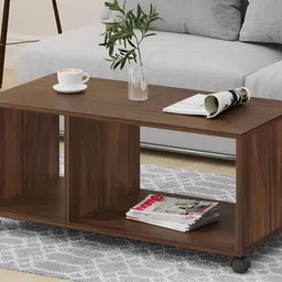 bluewud Taury Brown & Black Textured Wooden Rectangle Coffee Table-picture-1