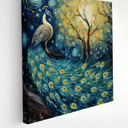 Myntra Elegant Homes Blue & Green Peacock Birds & Animals Canvas Wall Art-picture-26