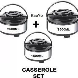 Combo Pack Of Stainless Steel Hot Meal Serving Insulated Casserole for roti Pack of 3 Thermoware Casserole Set-image-72