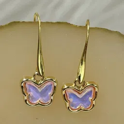 BDIVA Gold-Plated Butterfly Shaped Cubic Zirconia Studded Drop Earrings-54