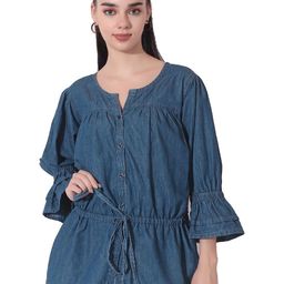 CEFALU Bell Sleeve Denim Shirt Style Top-image-60