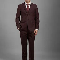 Louis Philippe Textured Slim Fit Single-Breasted Three Piece Formal Suit-image-50