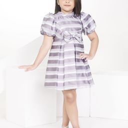 Peppermint Girls Striped Puff Sleeve A-Line Dress-picture-38