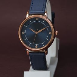 VIRAKTI Unisex Brass Dial & Leather Wrap Around Straps Analogue Watch G-04-BLUE-M-image-9