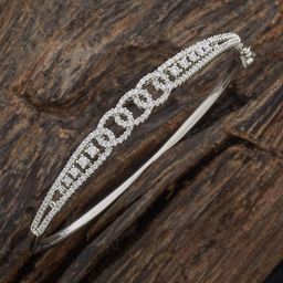 Kushal's Fashion Jewellery Women Rhodium-Plated Zircon Kada Bracelet-picture-22