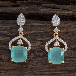 Kushal's Fashion Jewellery Rhodium-Plated Cubic Zirconia Studded Square Drop Earrings-3