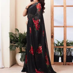 KALINI Floral Printed Pure Georgette Muga Saree-picture-10