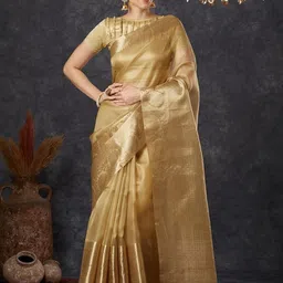 SILKWEAR Checked Woven Design Zari Tissue Kota Saree-picture-14