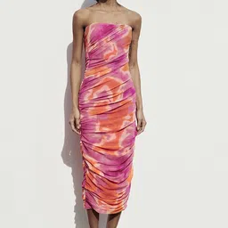 LULU & SKY Abstract Printed Ruched Sheath Midi Dress-picture-15