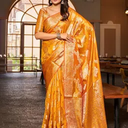 Mitera Ethnic Motifs Zari Organza Banarasi Saree-picture-35