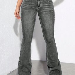 Outzidr Women Flared Mid-Rise Heavy Fade Jeans-image-118