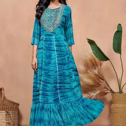 KALINI Women Printed Patchwork Georgette Anarkali Kurta-picture-55
