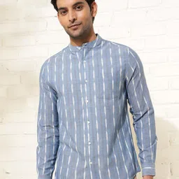 Fabindia Men Slim Fit Opaque Striped Casual Shirt-image-44