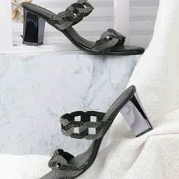 Mochi Women Embellished Block Sandals-21