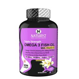 NATURYZ Triple Omega 3 Fish Oil 2500mg Softgels With Vitamin D3 - 60 Softgels-13