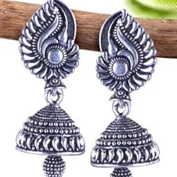 DIVASTRI Peacock Shaped Jhumkas Earrings-image-89