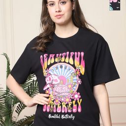 Tromko Women Pack of 2 Graphic Printed Round Neck Cotton Oversized T-shirts-picture-7