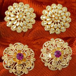 DIVASTRI Set Of 2 Gold-Plated Circular Studs Earrings-16