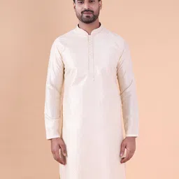 AURIK Men Solid Embroidered Festive Silk Straight Kurta-picture-7