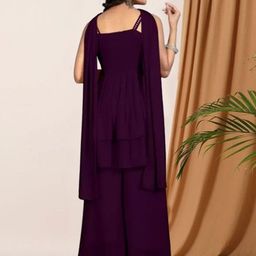 PARROT CREATION Embroidered Straight Sequinned Kurti With Sharara And Dupatta image 3