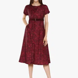 RAREISM Printed Belted A-Line Midi Dress-image-20