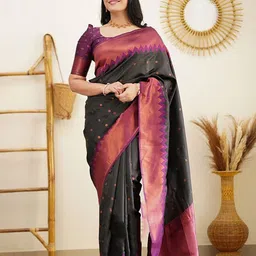 KALINI Woven Design Zari Silk Blend Banarasi Saree-image-63
