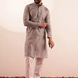 SOJANYA Ethnic Motifs Embroidered Mandarin Collar Mirror Work Kurta With Pyjamas-image-86
