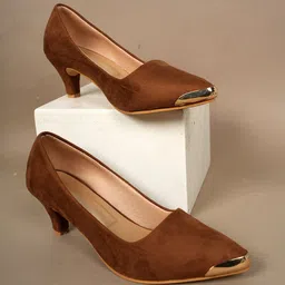 Walkfree Suede Kitten Pumps with Buckles-25