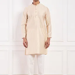 Satwaa Yoke Design Mandarin Collar Thread Work Cotton Silk Straight Kurta-image-85