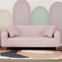 Myntra Elegant Homes Pink Self Design 3 Piece Sofa Cover With Arms-image-49