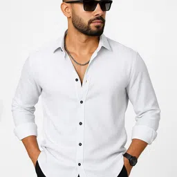 KHUSHI CREATION Original Slim Fit Textured Spread Collar Casual Shirt-picture-19