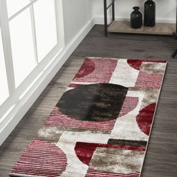 OBSESSIONS Red & Brown Geometric Printed Water Repellent Bedside Runner-6
