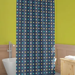 ArtzFolio Navy Blue & Yellow Printed Waterproof Shower Curtain-image-62
