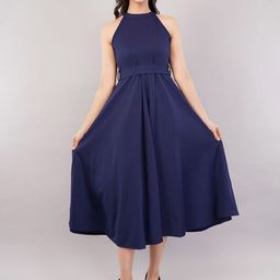 Purple State Women Halter Neck Fit & Flare Maxi Dress-image-75