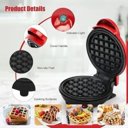 jiya enterprise 3 in 1 Electric Waffle Iron with Non-Stick, Dual Side Plate, Pancake Maker Waffle Maker image 2