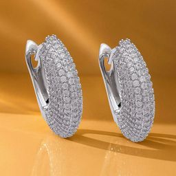 Rubans Rhodium-Plated Brass Textured Pave Hoop Earrings with Cubic Zirconia Accents-picture-36