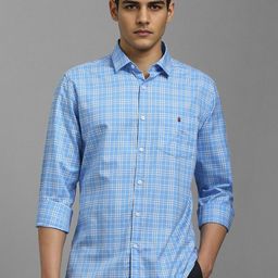 Louis Philippe Sport Slim Fit Checked Long Sleeves Pure Cotton Shirt-picture-23