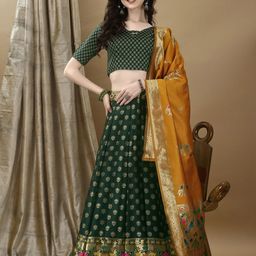 LADY SHOPI Art Silk Jacquard Ready to Wear Lehenga & Unstitched Blouse With Dupatta-picture-47