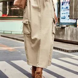 StyleCast Cotton A-Line Midi Skirt-56