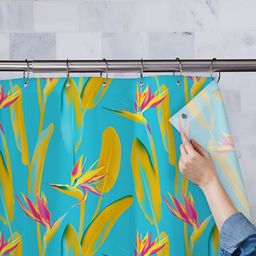 ArtzFolio Blue & Yellow Printed Waterproof Shower Curtain-image-95