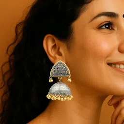 Gurjari Jewellers Oxidized Elephant Jhumka Earrings-image-41