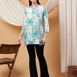 Poshak Chikan Studio Floral Embroidered Chikankari Pure Cotton Chikankari Kurti-image-16