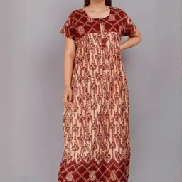 AAKARSHANA CREATION Red Pure Cotton Maxi Printed Nightdress-picture-24
